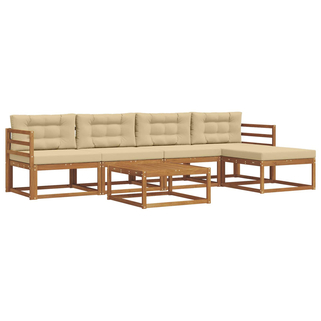 Outdoor-Sofagarnitur mit Kissen 6 pcs Natur und Beige