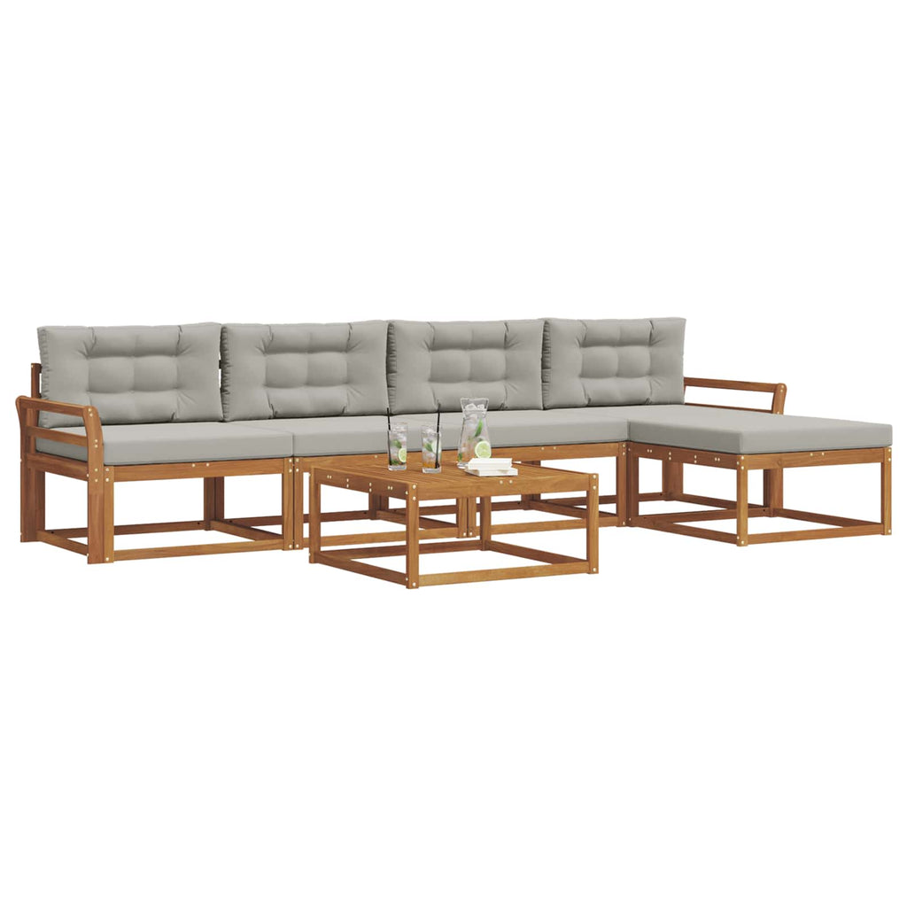 Outdoor-Sofagarnitur mit Kissen 6 pcs Natürlich und Hellgrau