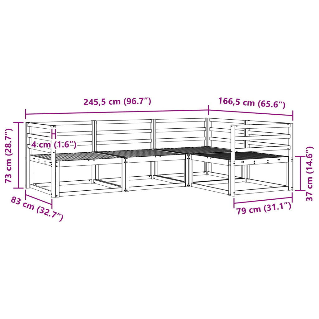 Outdoor-Sofagarnitur 4 pcs Natur Massivholz Akazie