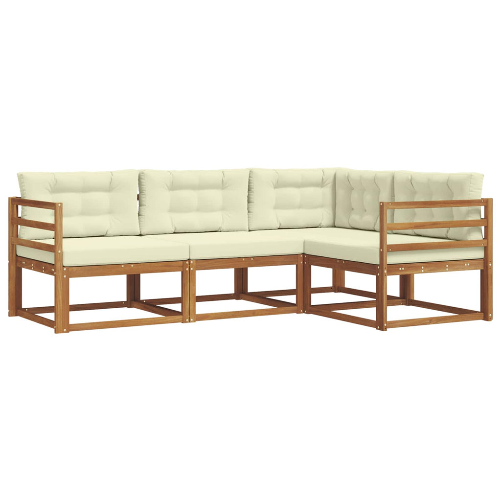 Outdoor-Sofagarnitur mit Kissen 4 pcs Natur und Creme