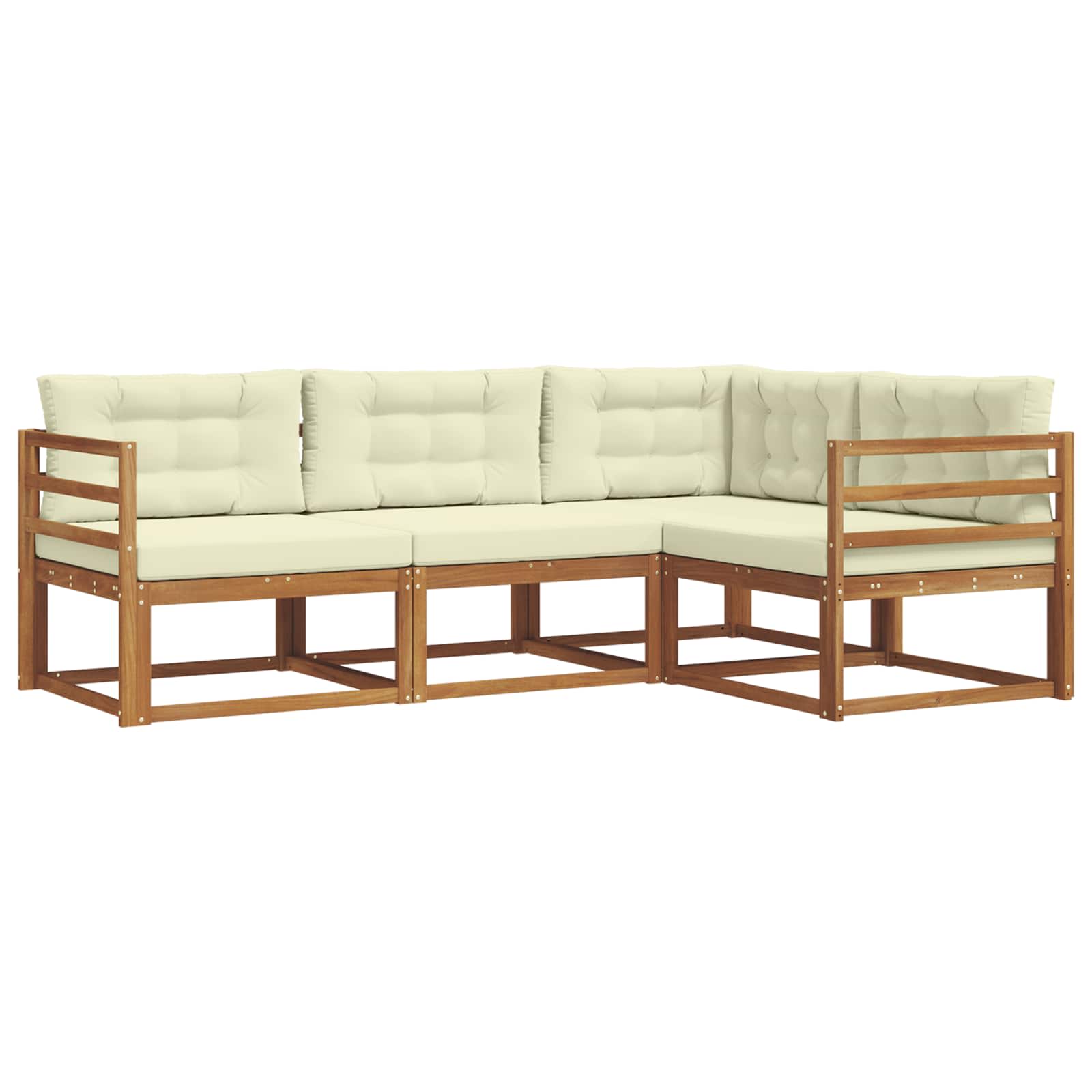 Outdoor-Sofagarnitur mit Kissen 4 pcs Natur und Creme