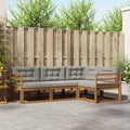 Outdoor-Sofagarnitur mit Kissen 4 pcs Natürlich und Hellgrau