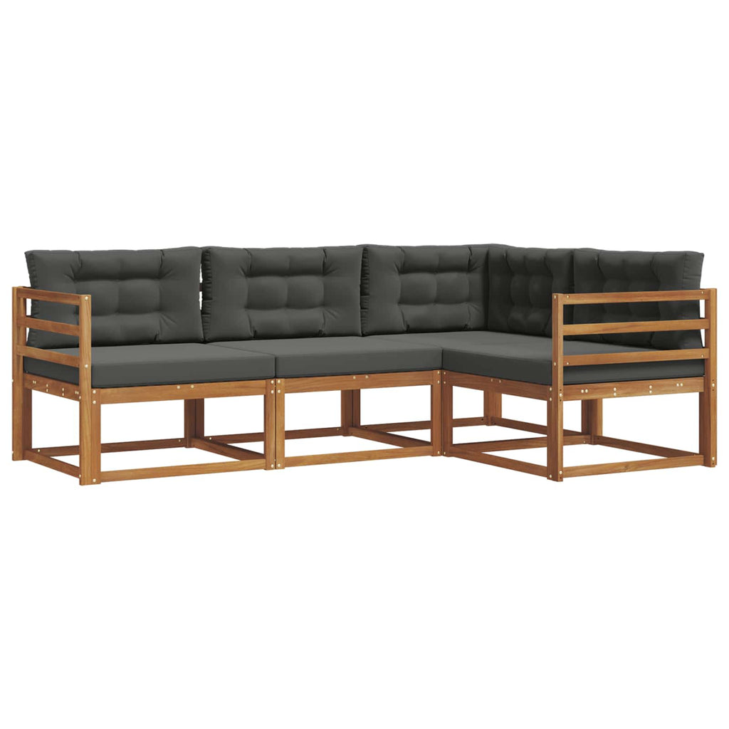 Outdoor-Sofagarnitur mit Kissen 4 pcs Natur und Anthrazit