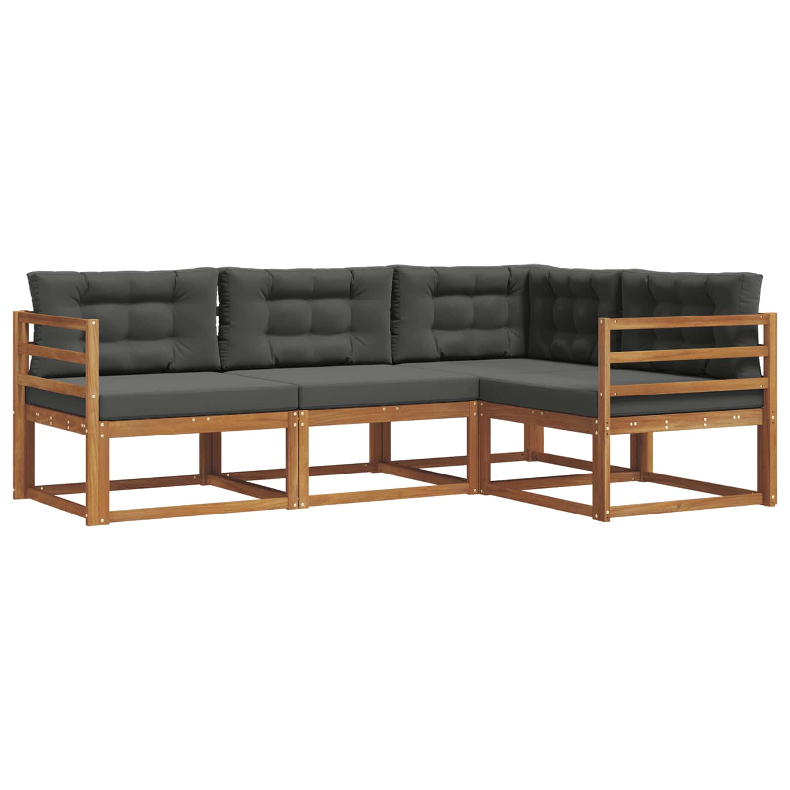 Outdoor-Sofagarnitur mit Kissen 4 pcs Natur und Anthrazit