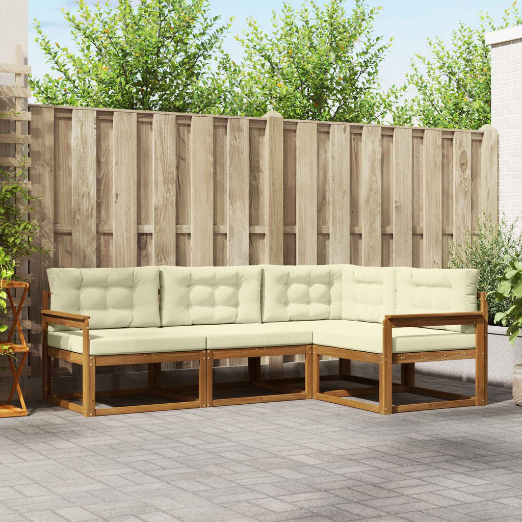 Outdoor-Sofagarnitur mit Kissen 4 pcs Natur und Creme