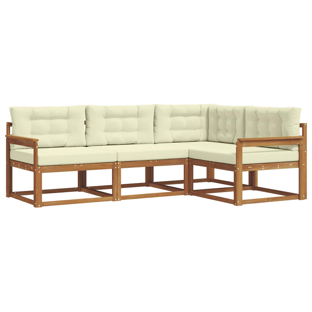 Outdoor-Sofagarnitur mit Kissen 4 pcs Natur und Creme