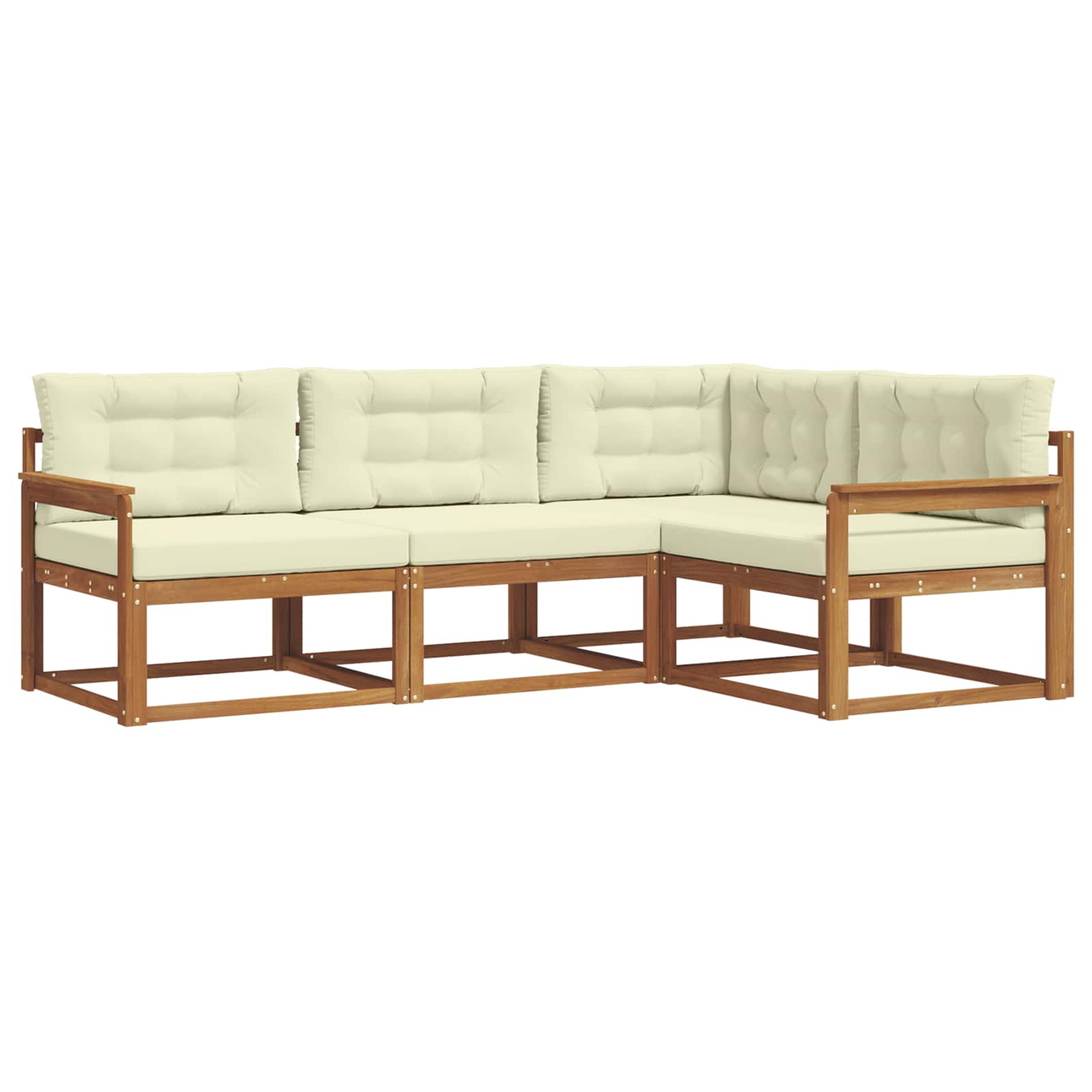 Outdoor-Sofagarnitur mit Kissen 4 pcs Natur und Creme