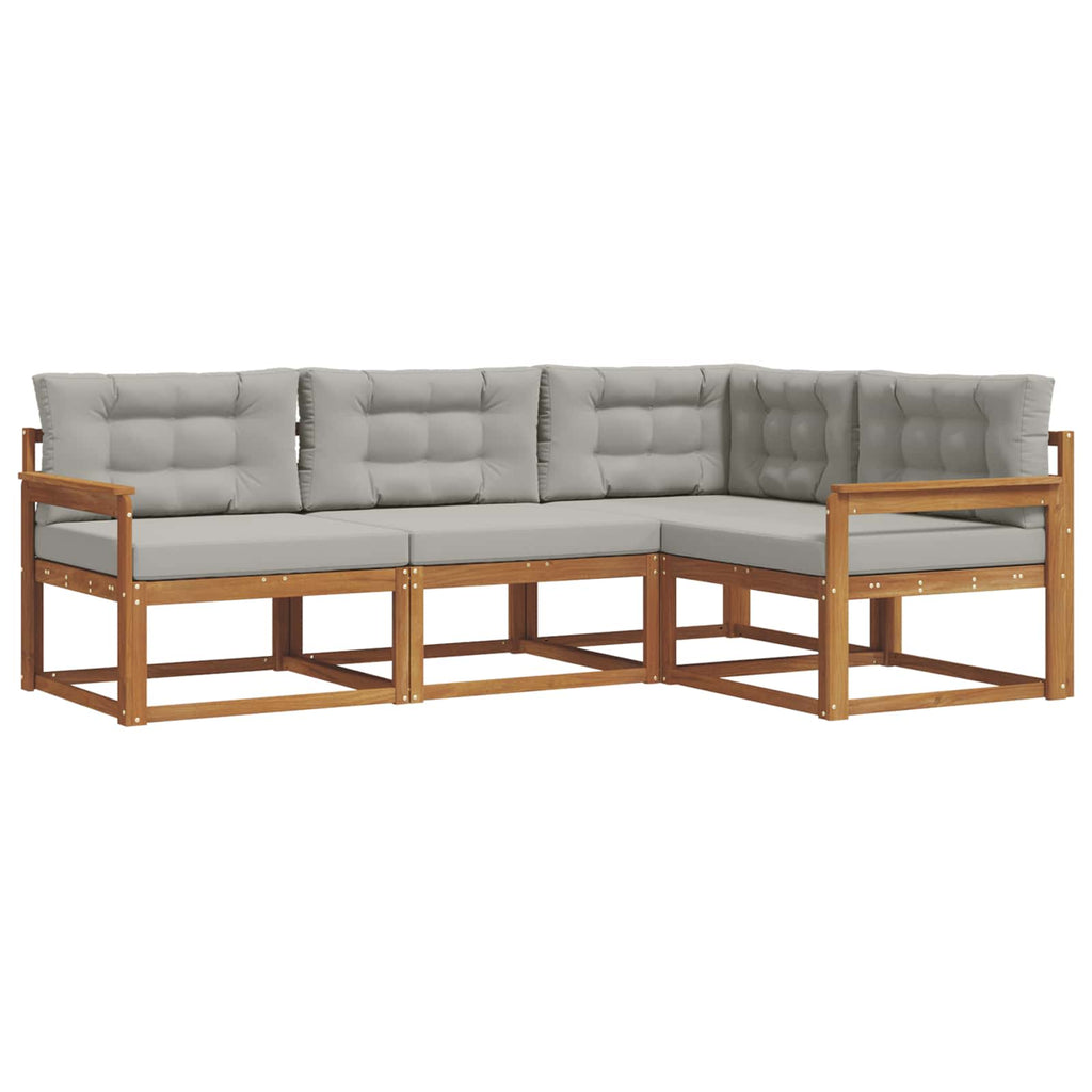 Outdoor-Sofagarnitur mit Kissen 4 pcs Natürlich und Hellgrau