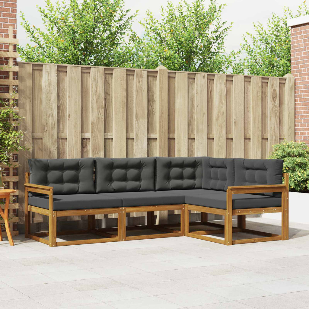 Outdoor-Sofagarnitur mit Kissen 4 pcs Natur und Anthrazit