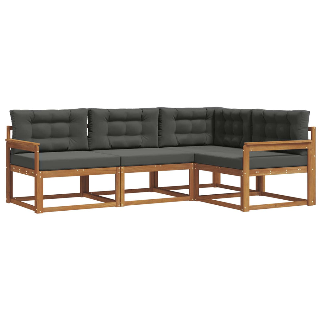 Outdoor-Sofagarnitur mit Kissen 4 pcs Natur und Anthrazit