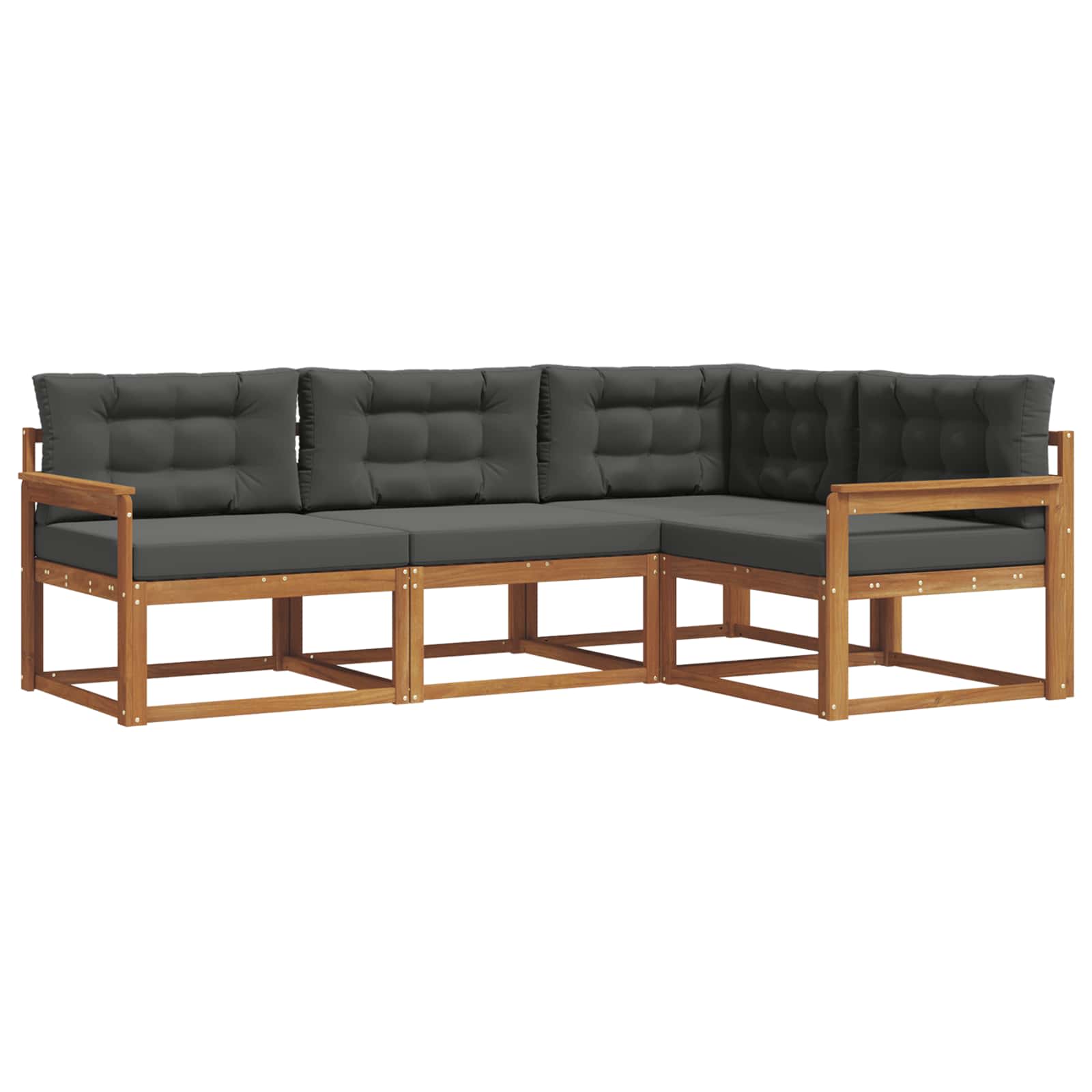 Outdoor-Sofagarnitur mit Kissen 4 pcs Natur und Anthrazit