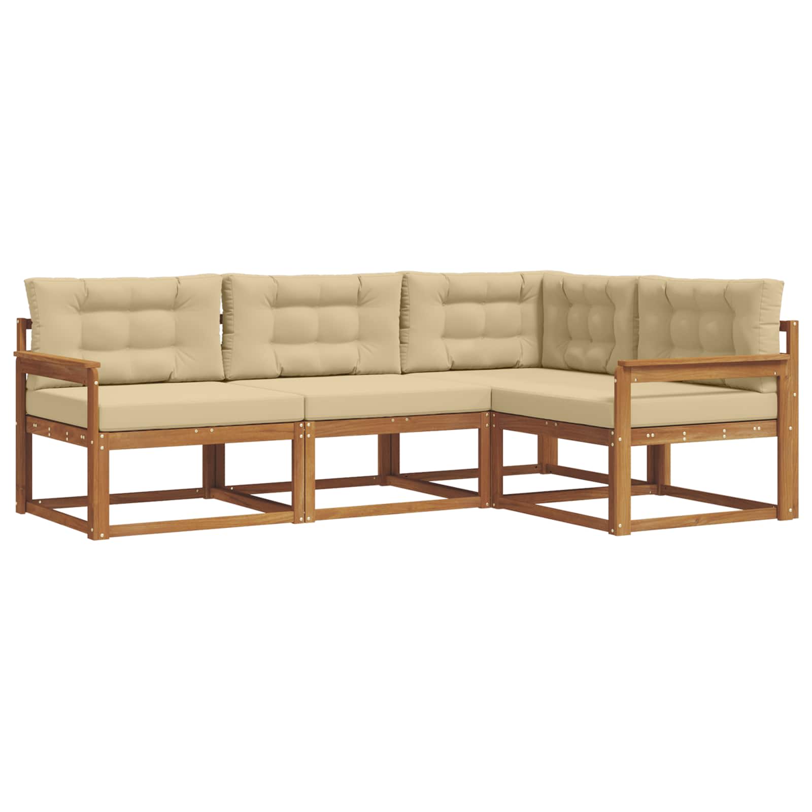 Outdoor-Sofagarnitur mit Kissen 4 pcs Natur und Beige