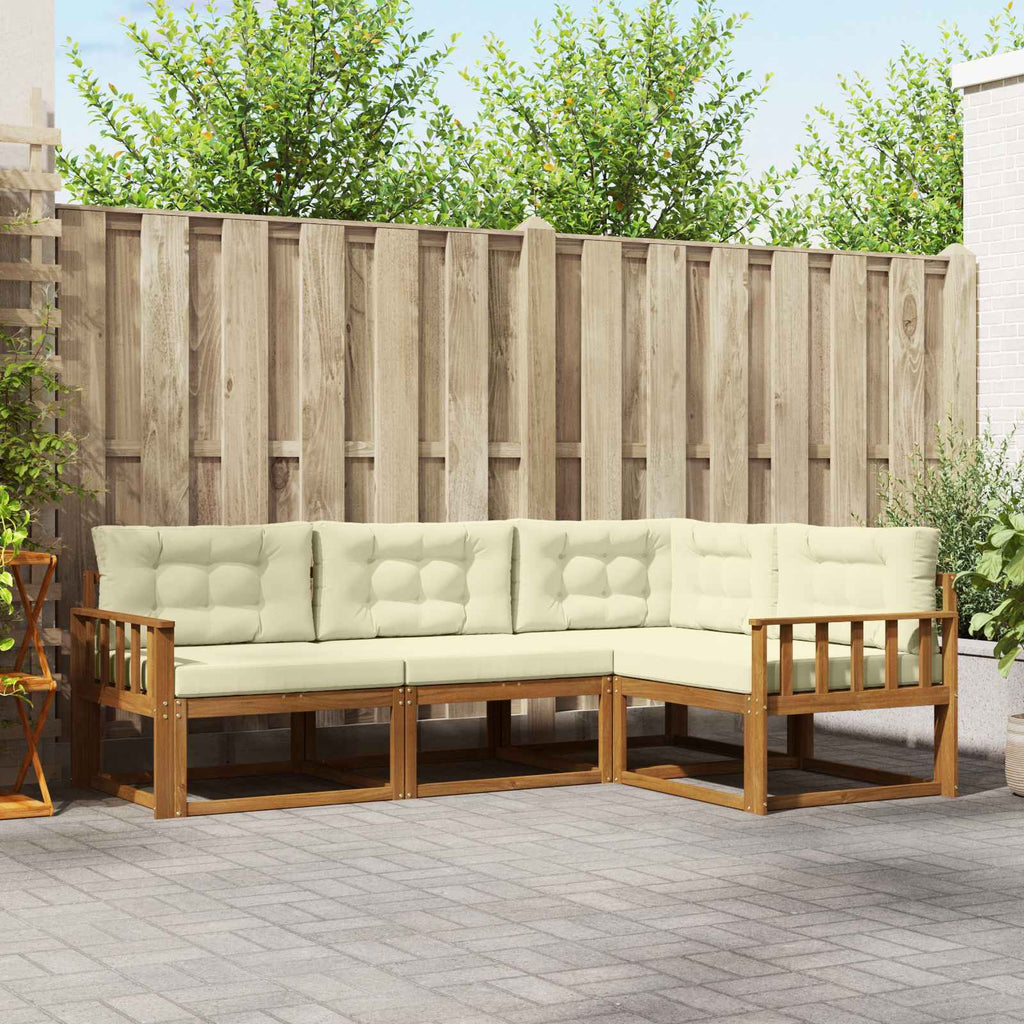 Outdoor-Sofagarnitur mit Kissen 4 pcs Natur und Creme