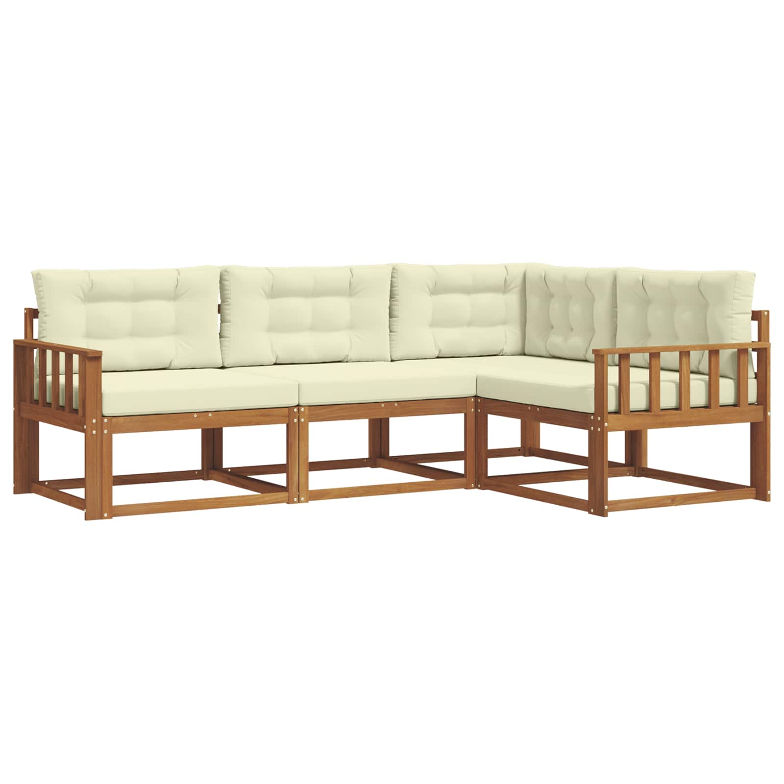 Outdoor-Sofagarnitur mit Kissen 4 pcs Natur und Creme