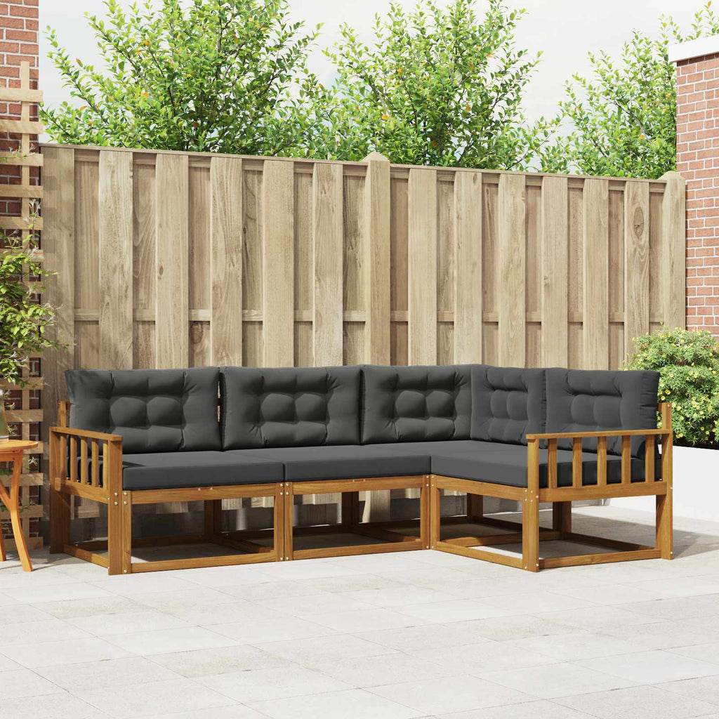 Outdoor-Sofagarnitur mit Kissen 4 pcs Natur und Anthrazit