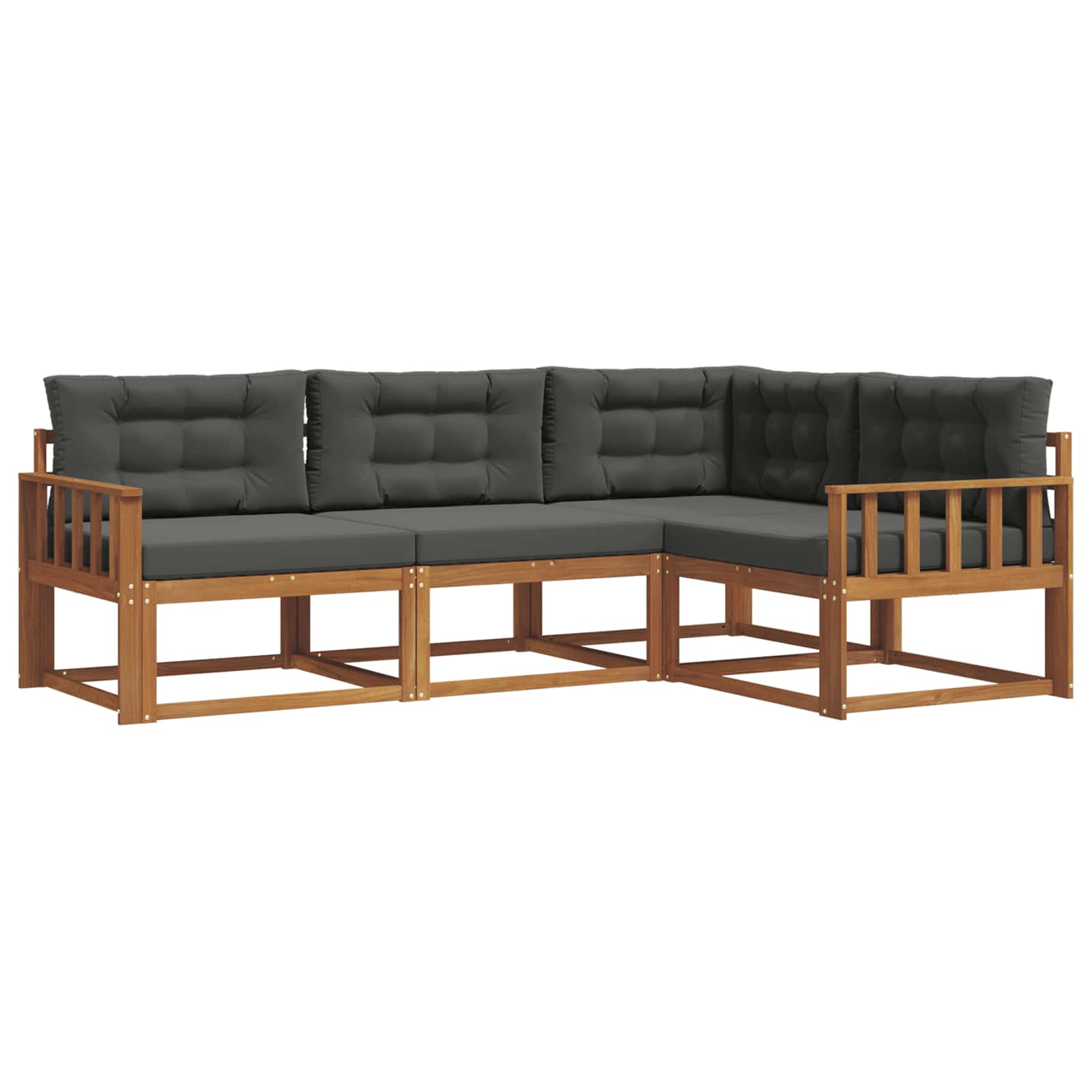 Outdoor-Sofagarnitur mit Kissen 4 pcs Natur und Anthrazit