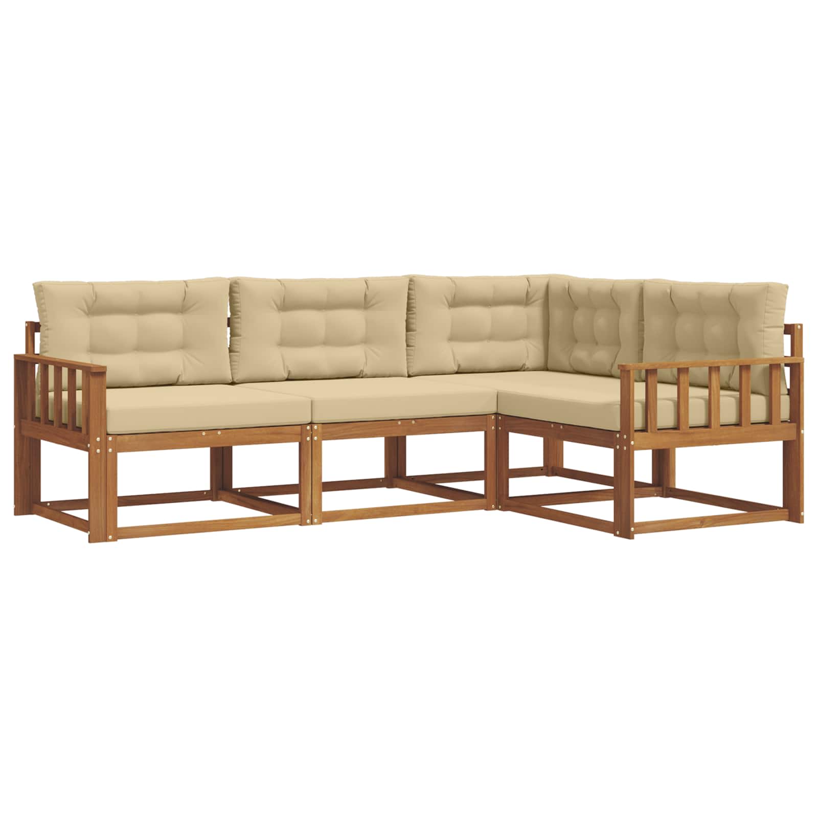 Outdoor-Sofagarnitur mit Kissen 4 pcs Natur und Beige
