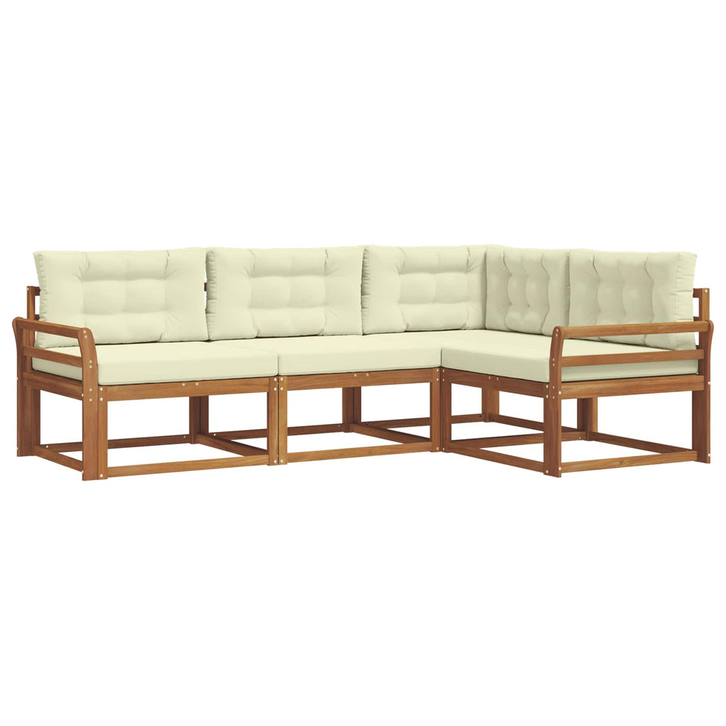 Outdoor-Sofagarnitur mit Kissen 4 pcs Natur und Creme