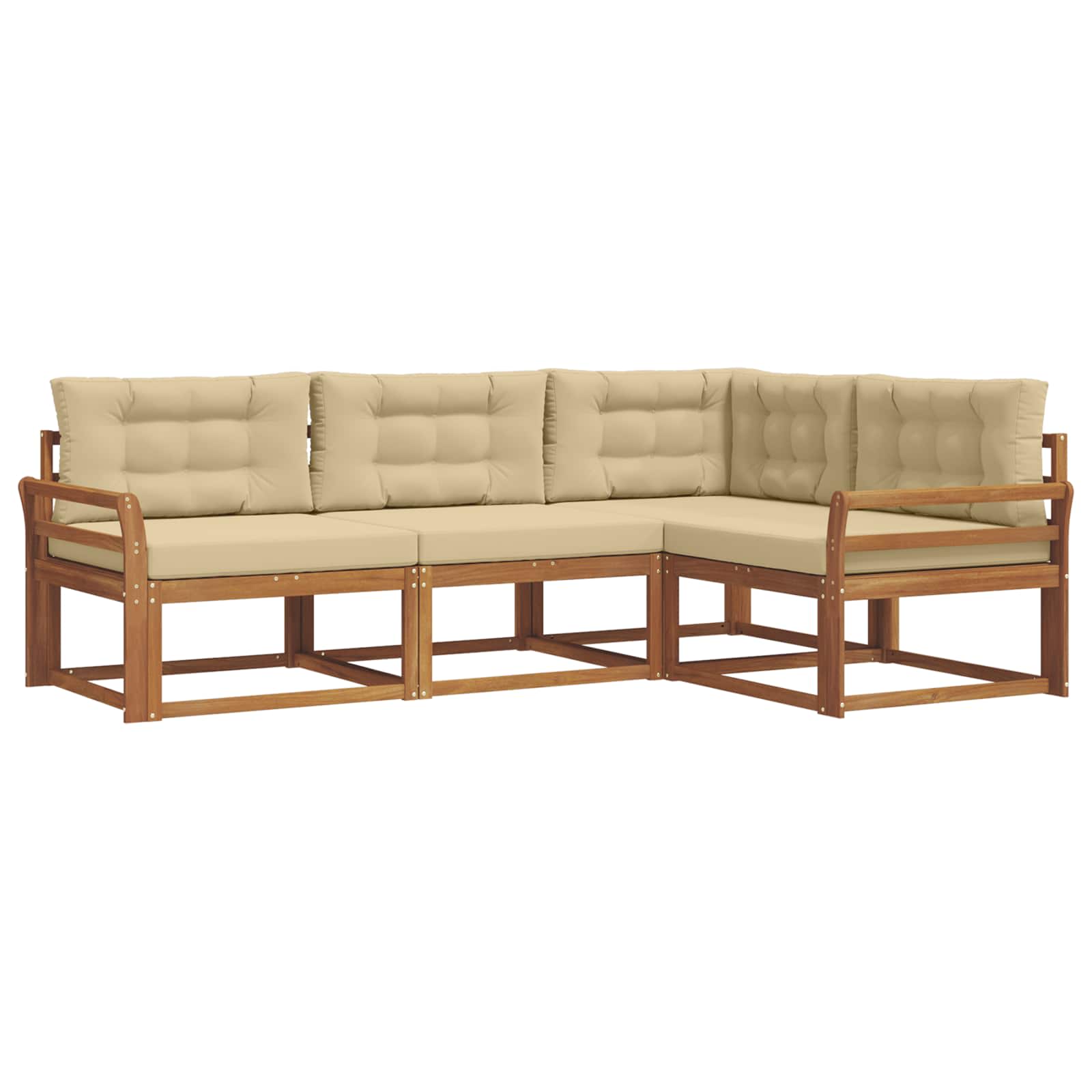 Outdoor-Sofagarnitur mit Kissen 4 pcs Natur und Beige