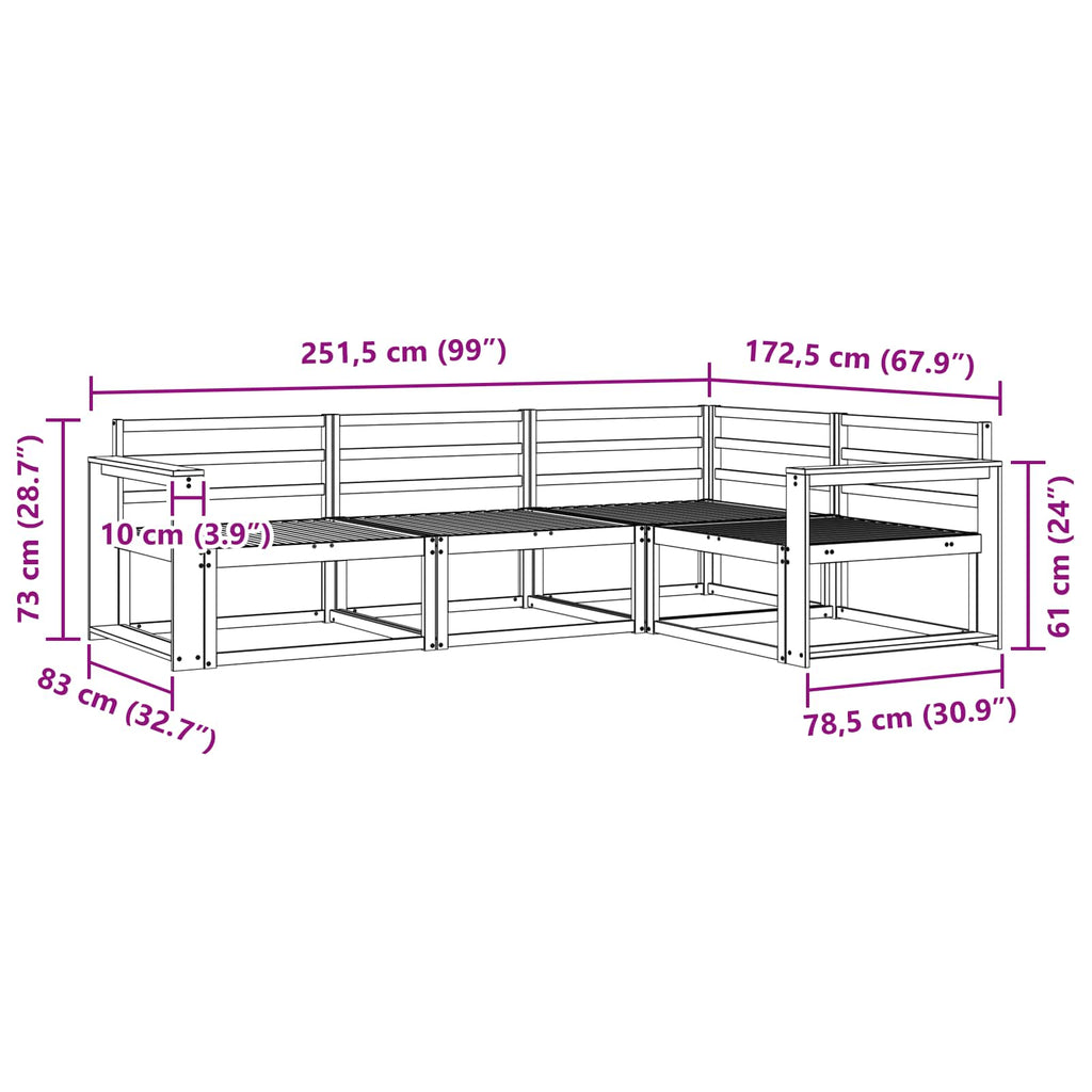 Outdoor-Sofagarnitur 4 pcs Natur Massivholz Akazie