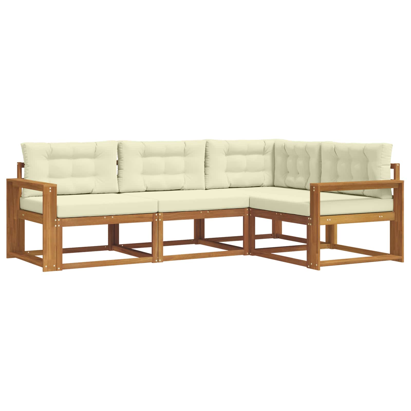 Outdoor-Sofagarnitur mit Kissen 4 pcs Natur und Creme