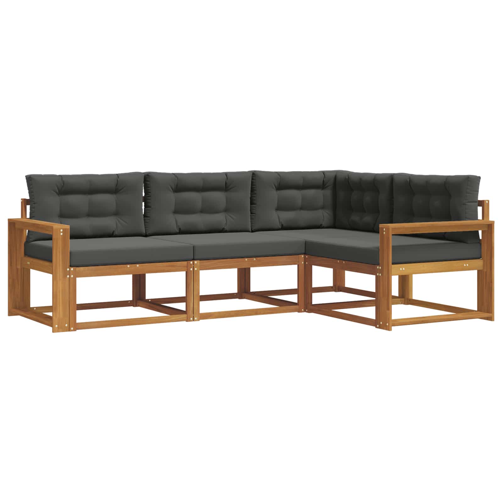 Outdoor-Sofagarnitur mit Kissen 4 pcs Natur und Anthrazit