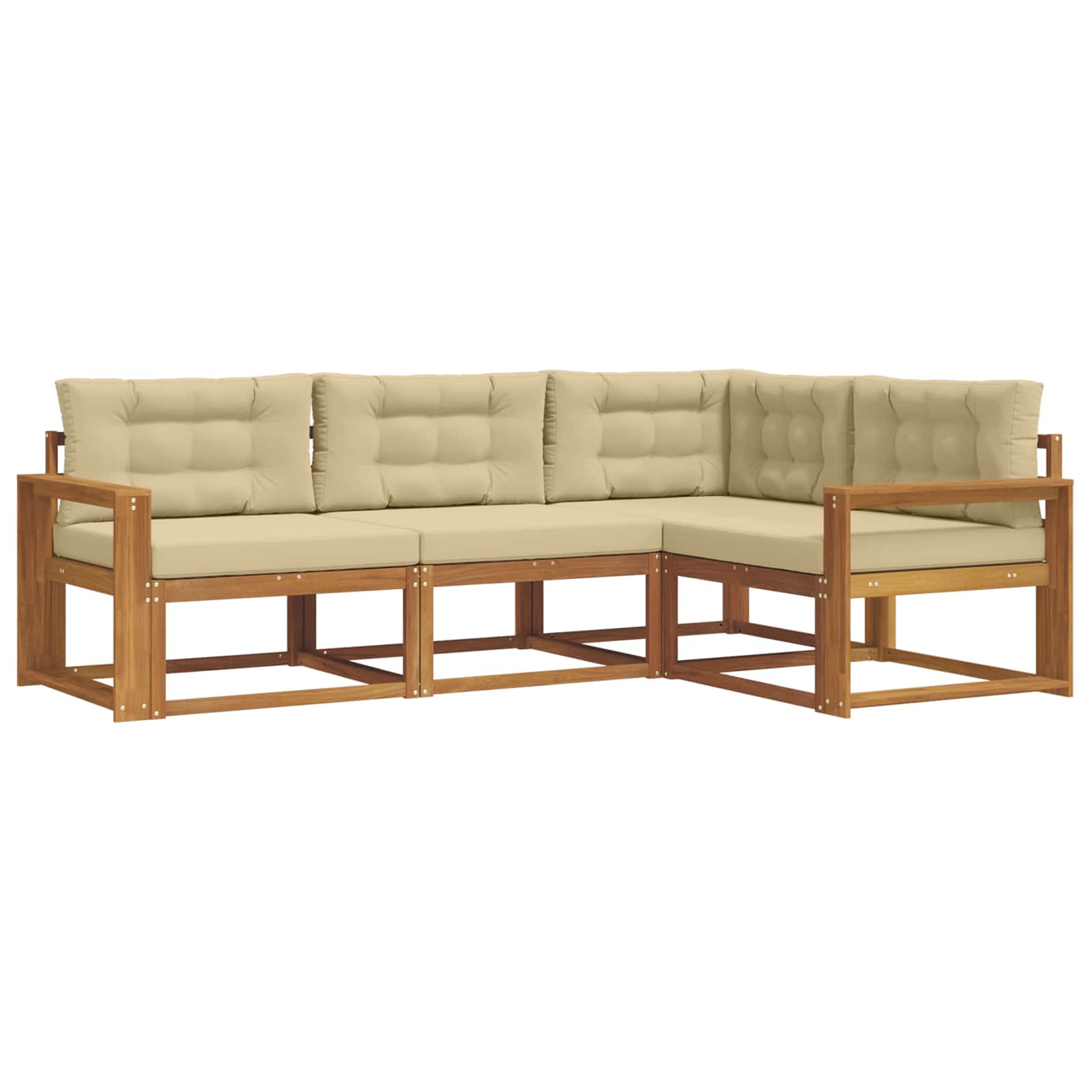 Outdoor-Sofagarnitur mit Kissen 4 pcs Natur und Beige