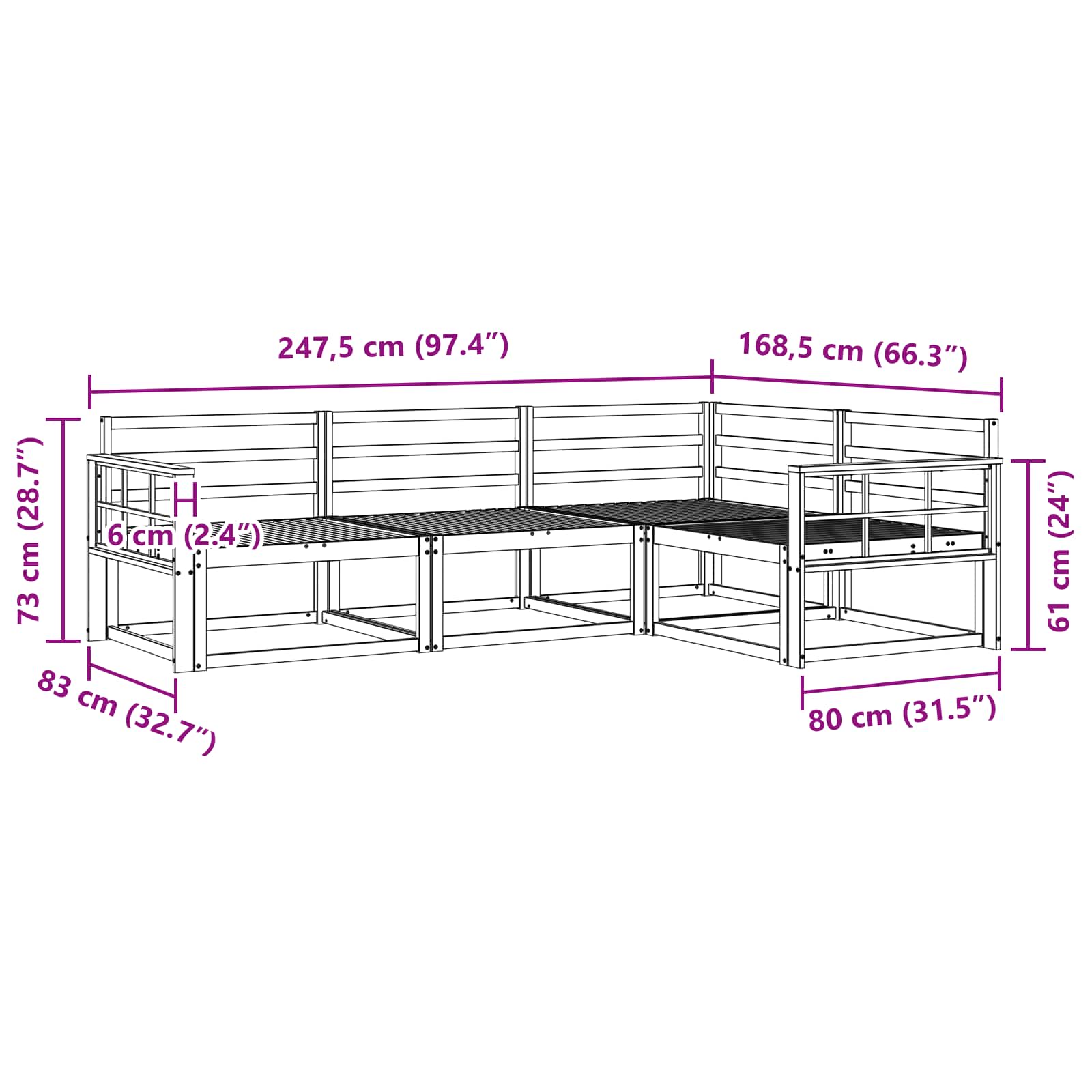 Outdoor-Sofagarnitur 4 pcs Natur Massivholz Akazie