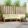 Outdoor-Sofagarnitur mit Kissen 4 pcs Natur und Creme