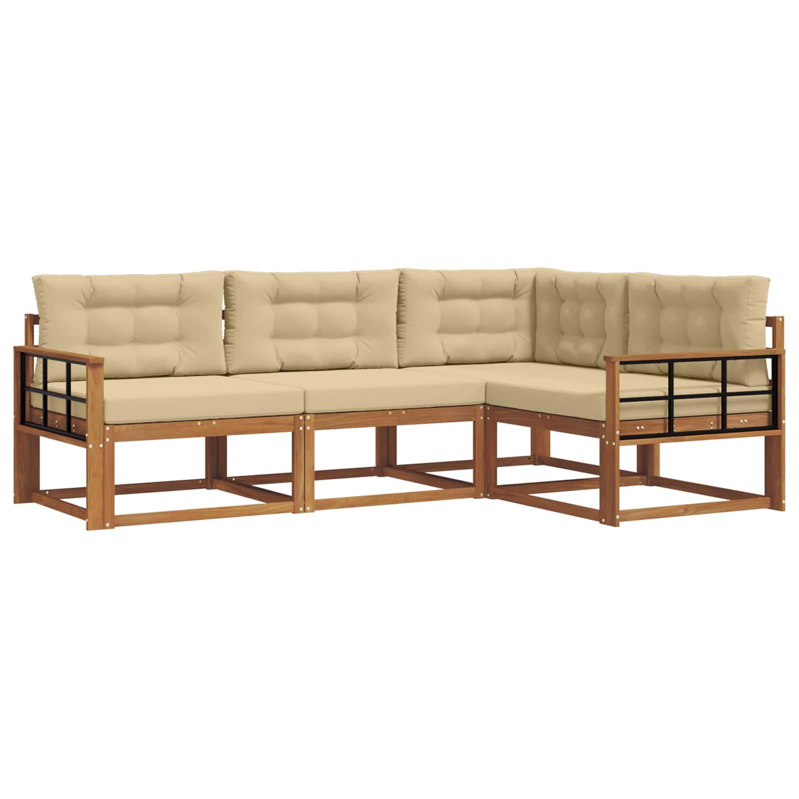 Outdoor-Sofagarnitur mit Kissen 4 pcs Natur und Beige