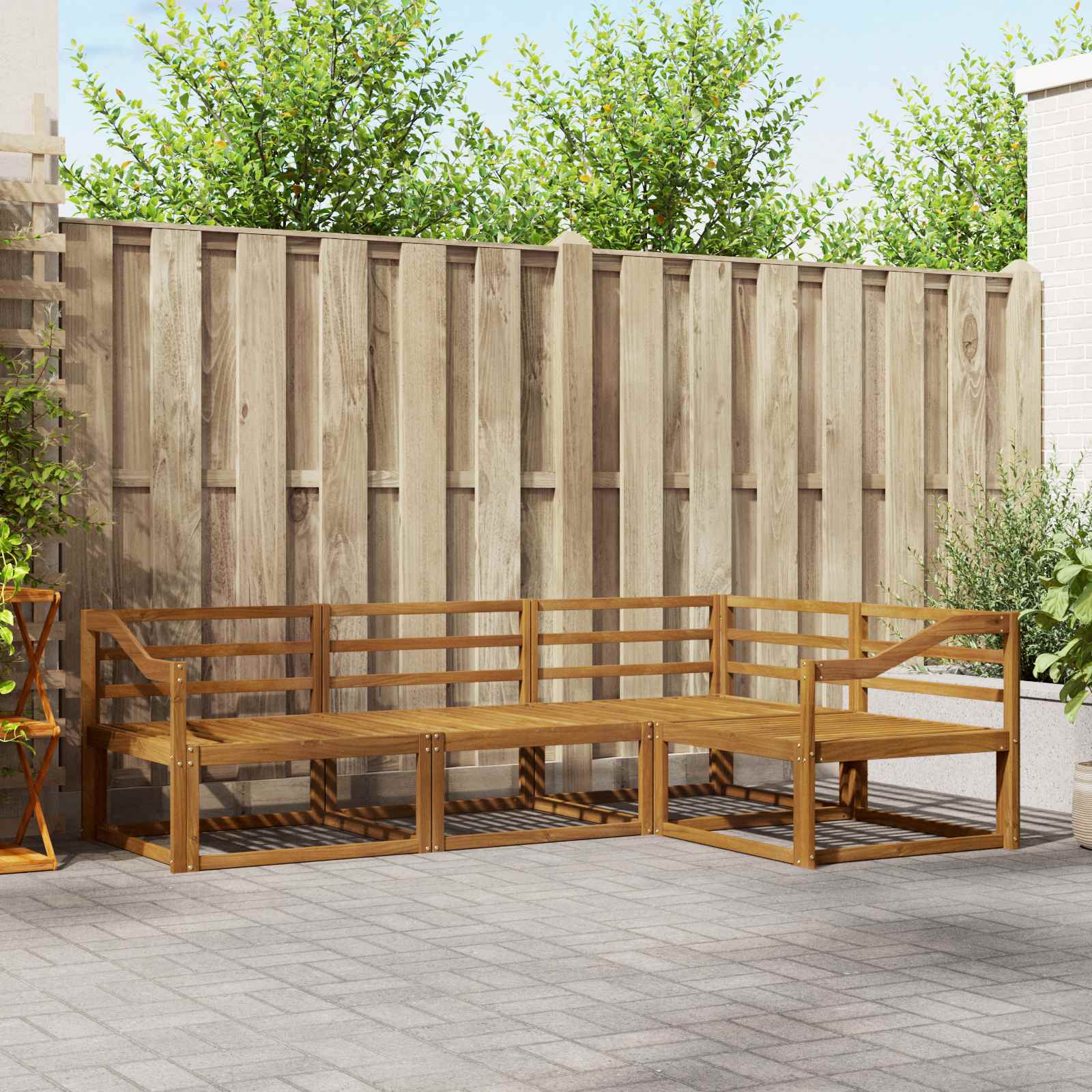 Outdoor-Sofagarnitur 4 pcs Natur Massivholz Akazie