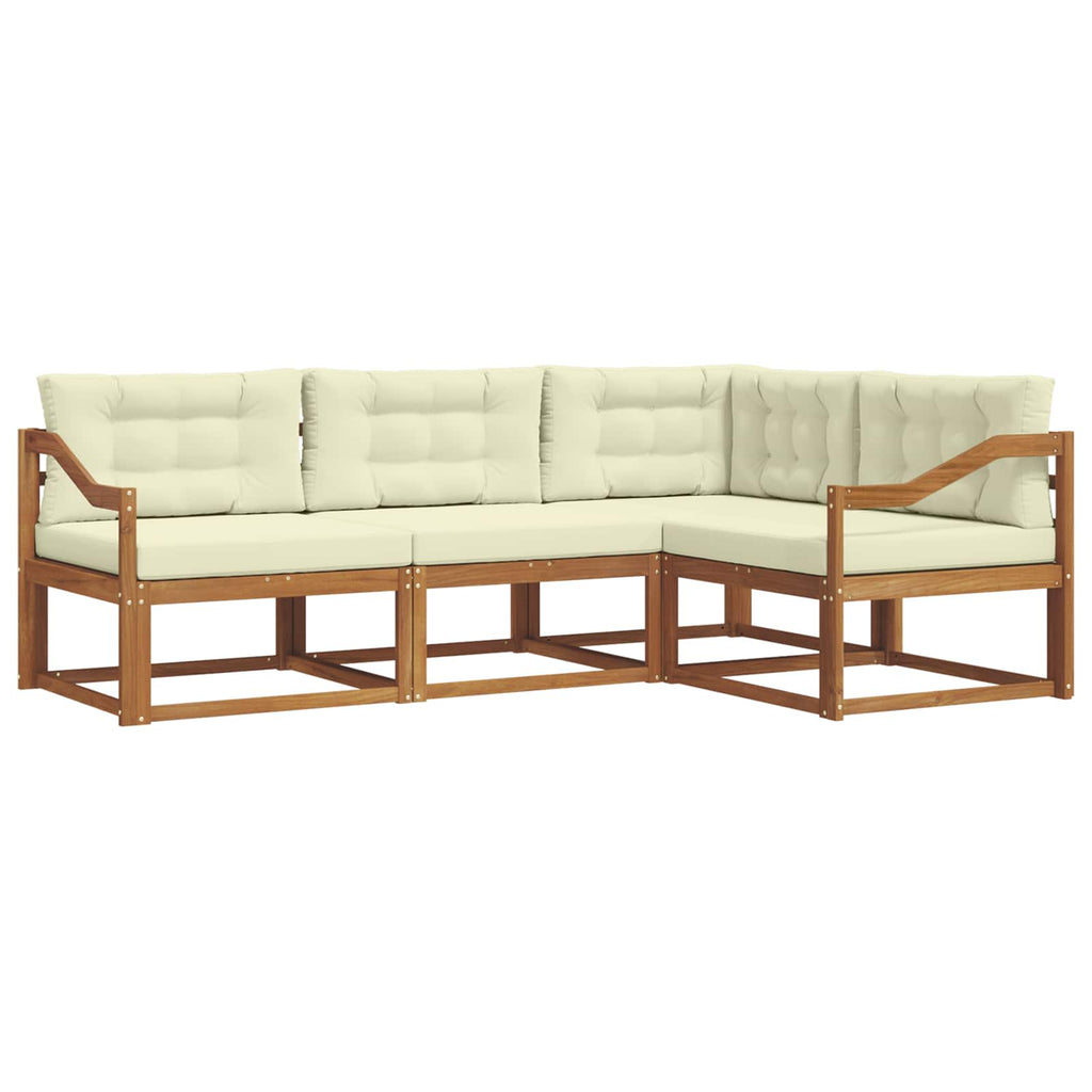Outdoor-Sofagarnitur mit Kissen 4 pcs Natur und Creme