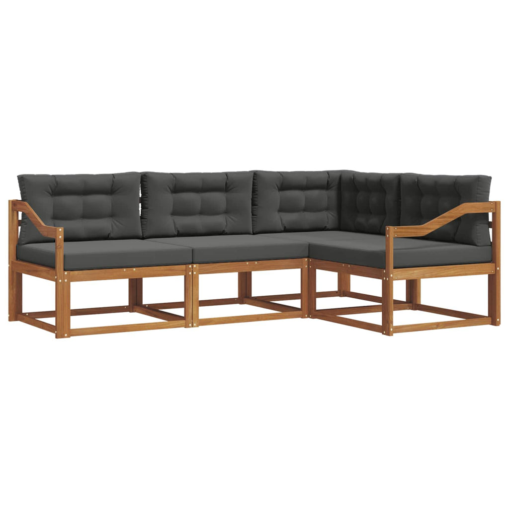 Outdoor-Sofagarnitur mit Kissen 4 pcs Natur und Anthrazit