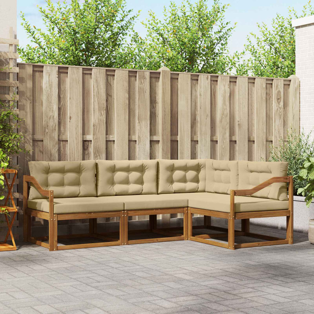 Outdoor-Sofagarnitur mit Kissen 4 pcs Natur und Beige