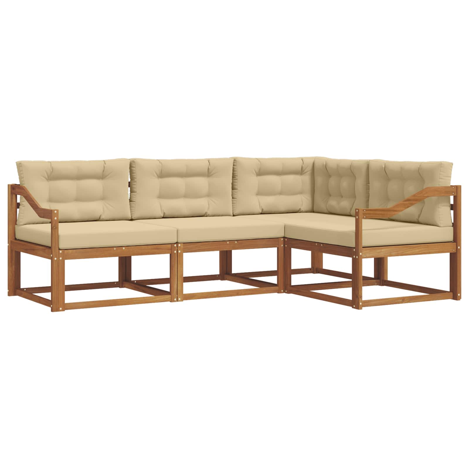 Outdoor-Sofagarnitur mit Kissen 4 pcs Natur und Beige