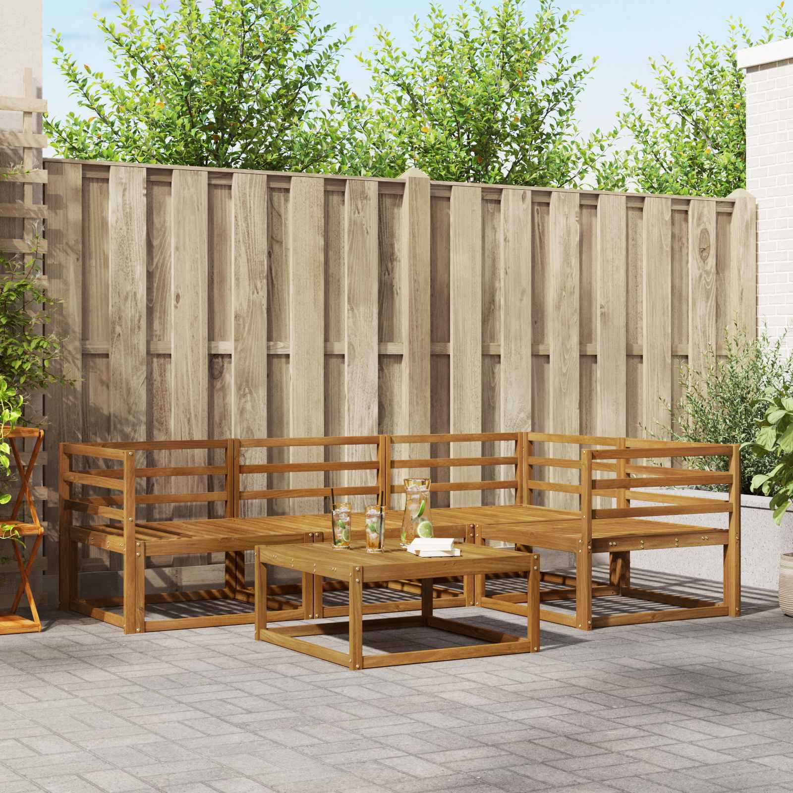 Outdoor-Sofagarnitur 5 pcs Natur Massivholz Akazie