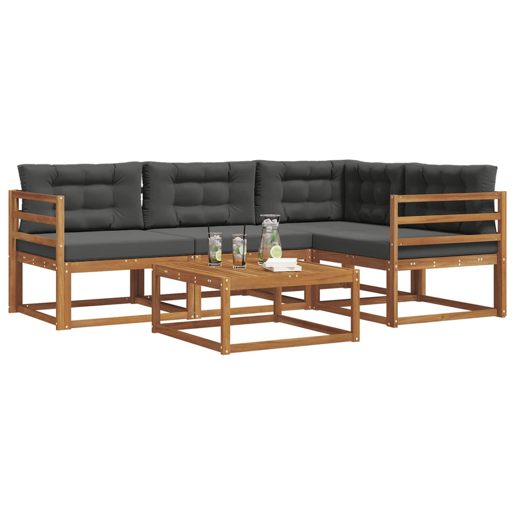 Outdoor-Sofagarnitur mit Kissen 5 pcs Natur und Anthrazit