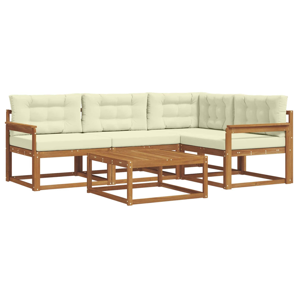 Outdoor-Sofagarnitur mit Kissen 5 pcs Natur und Creme