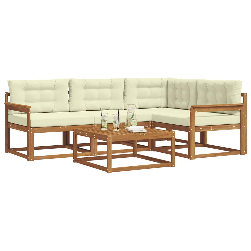 Outdoor-Sofagarnitur mit Kissen 5 pcs Natur und Creme