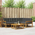 Outdoor-Sofagarnitur mit Kissen 5 pcs Natur und Anthrazit