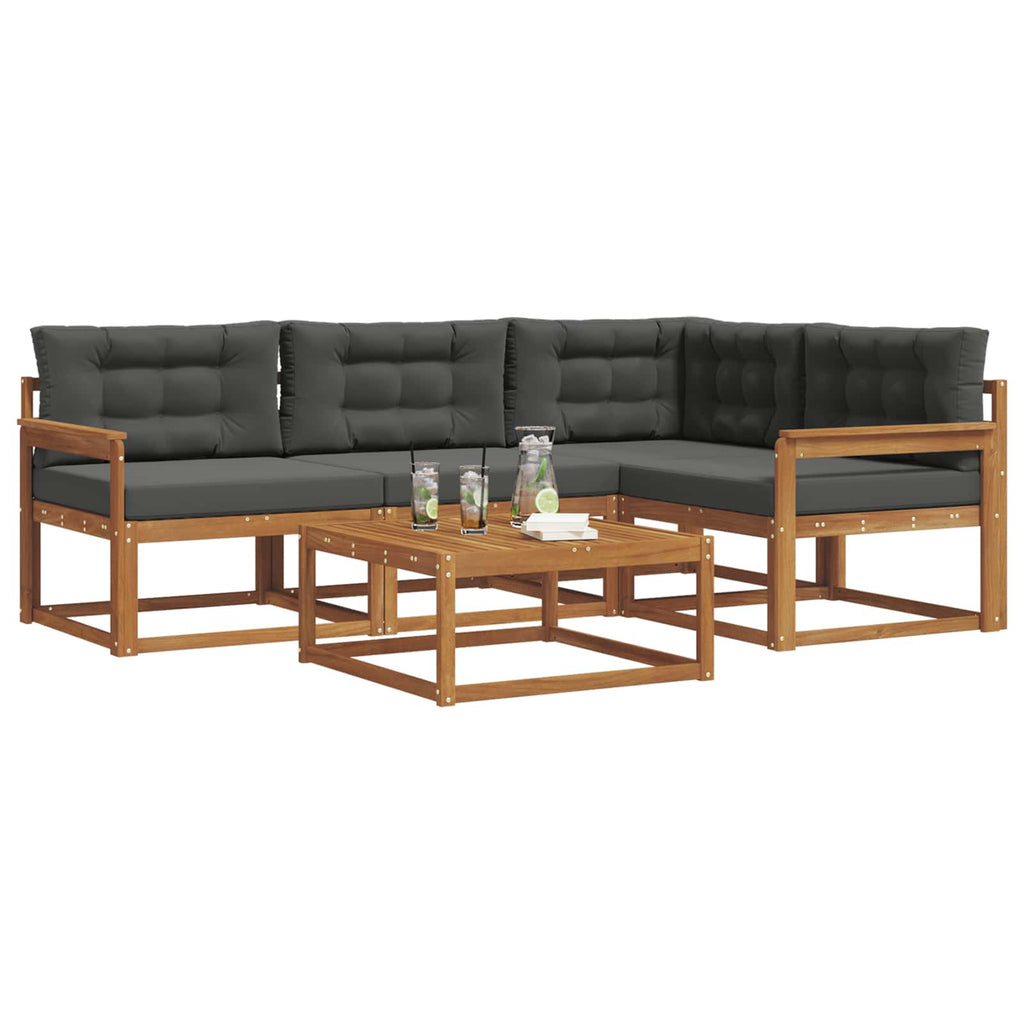 Outdoor-Sofagarnitur mit Kissen 5 pcs Natur und Anthrazit