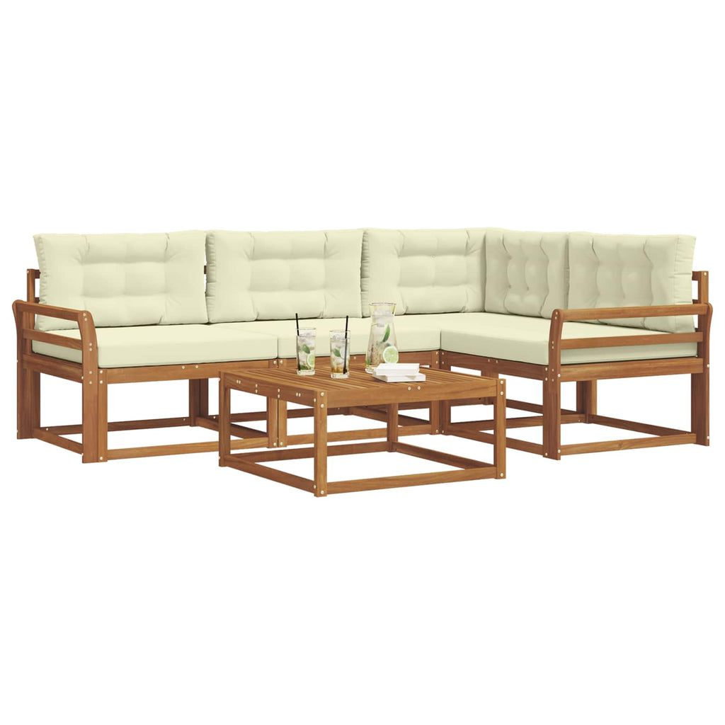 Outdoor-Sofagarnitur mit Kissen 5 pcs Natur und Creme