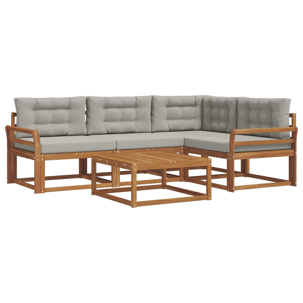 Outdoor-Sofagarnitur mit Kissen 5 pcs Natürlich und Hellgrau