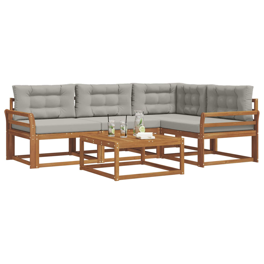 Outdoor-Sofagarnitur mit Kissen 5 pcs Natürlich und Hellgrau