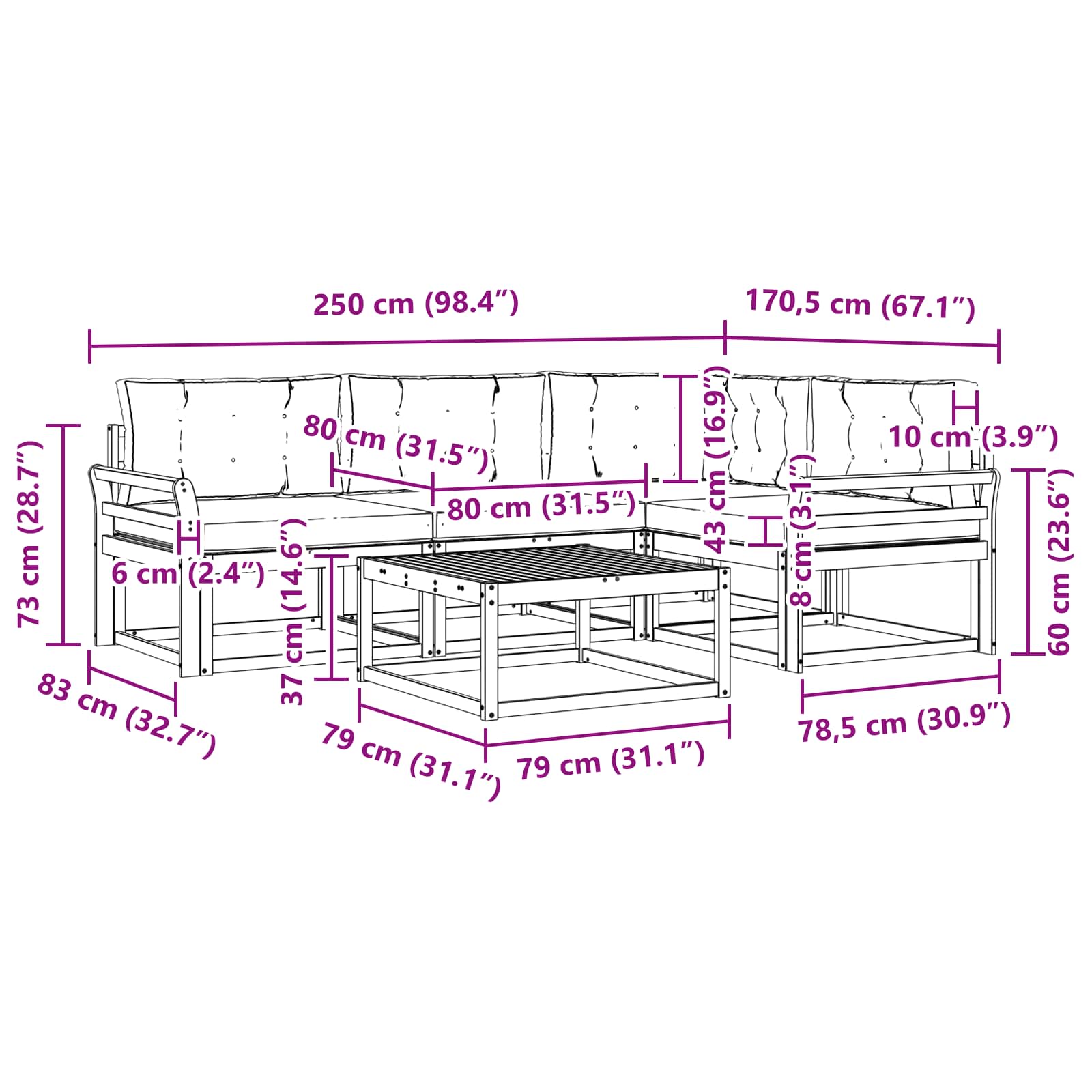 Outdoor-Sofagarnitur mit Kissen 5 pcs Natürlich und Hellgrau
