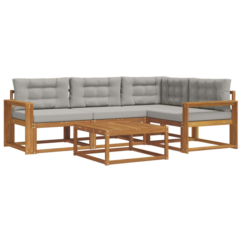 Outdoor-Sofagarnitur mit Kissen 5 pcs Natürlich und Hellgrau