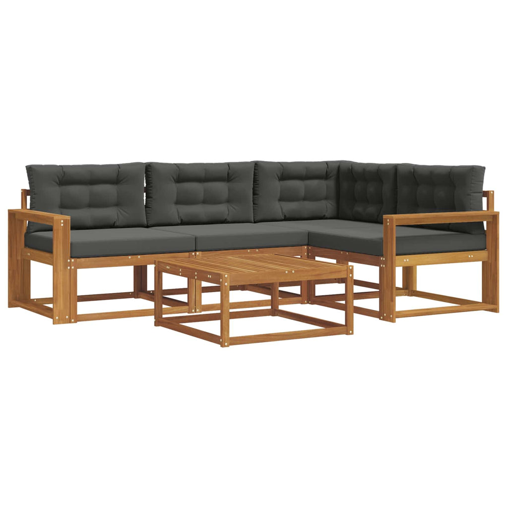 Outdoor-Sofagarnitur mit Kissen 5 pcs Natur und Anthrazit