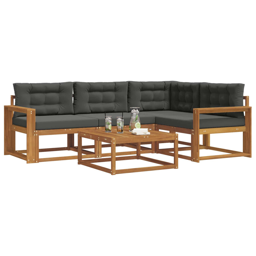 Outdoor-Sofagarnitur mit Kissen 5 pcs Natur und Anthrazit