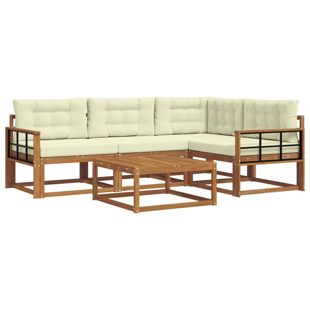 Outdoor-Sofagarnitur mit Kissen 5 pcs Natur und Creme
