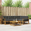 Outdoor-Sofagarnitur mit Kissen 5 pcs Natur und Anthrazit
